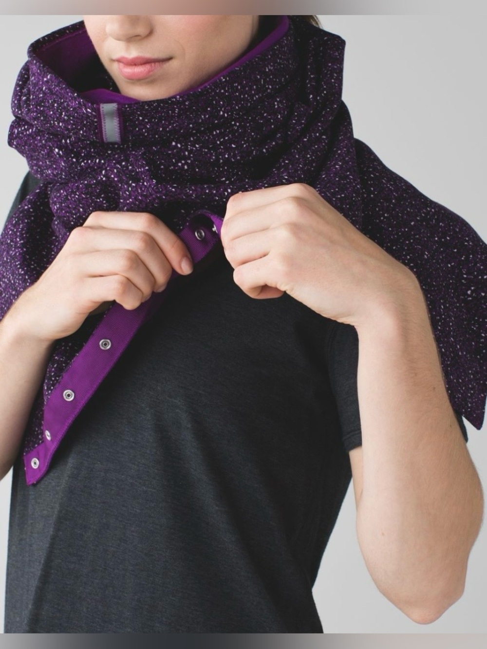 Lululemon Vinyasa Scarf Wrap Purple Split Half Snap Infinity Convertible